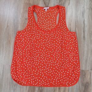 🔺️Juicy Couture Orange & White Polka Dot Sleeveless Blouse Medium